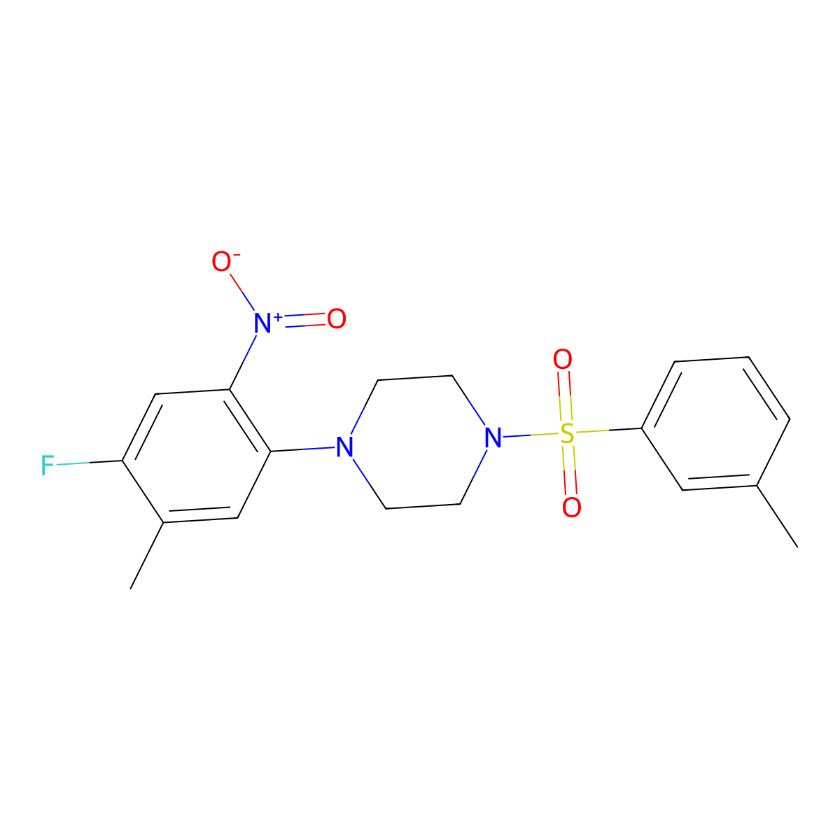 1-(4-Fluoro-5-methyl-2-nitrophenyl)-4-[(3-methylbenzene)sulfonyl]piperazine molecular structure, CAS 1262222-59-2