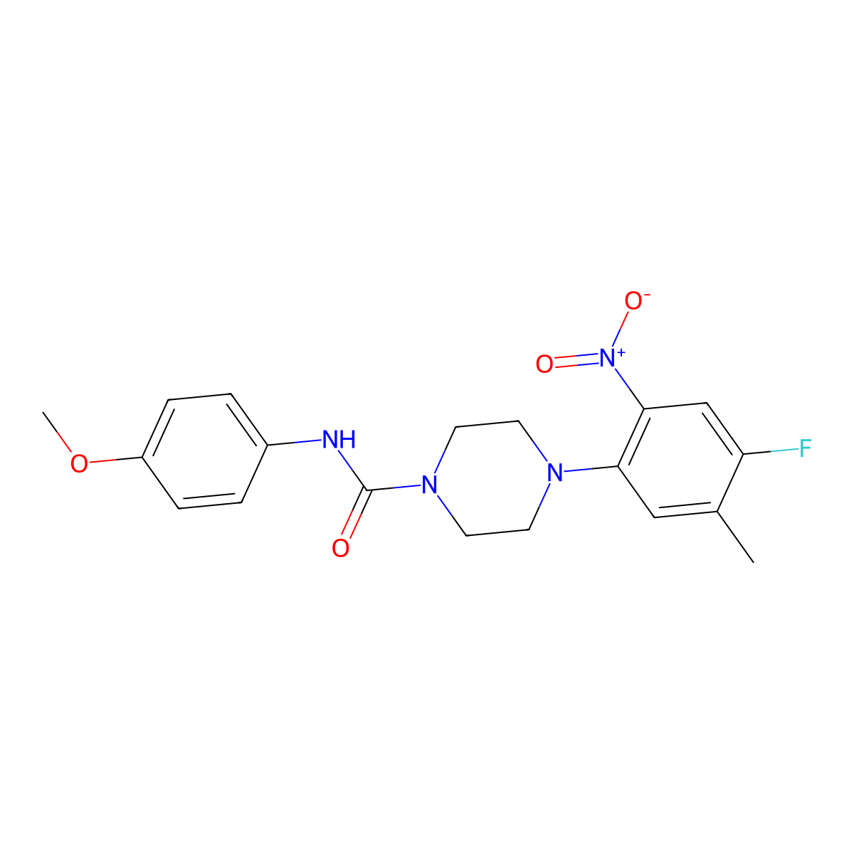4-(4-fluoro-5-methyl-2-nitrophenyl)-N-(4-methoxyphenyl)piperazine-1-carboxamide molecular structure, CAS 1262222-60-5