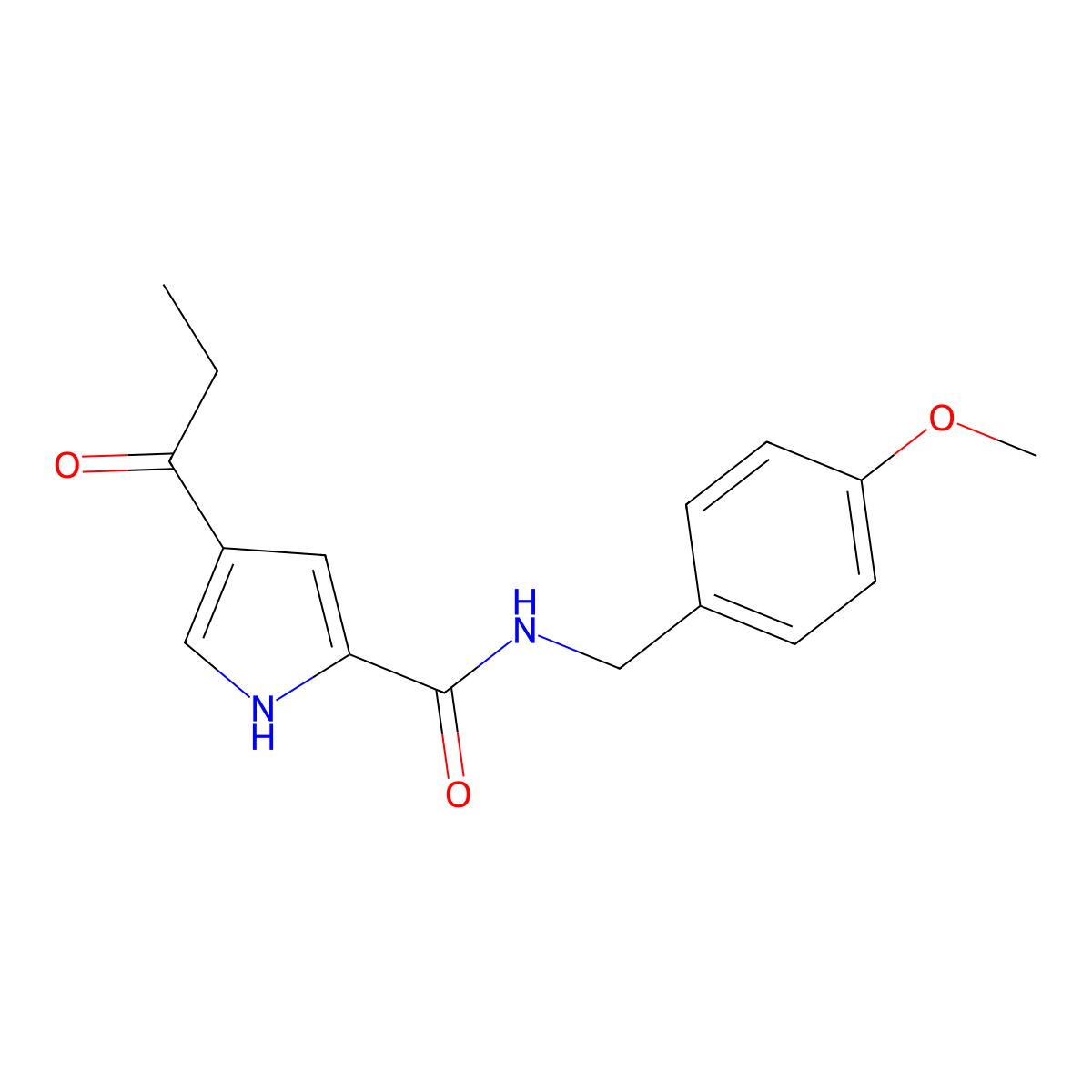 N-[(4-methoxyphenyl)methyl]-4-propanoyl-1H-pyrrole-2-carboxamide molecular structure, CAS 1262222-61-6