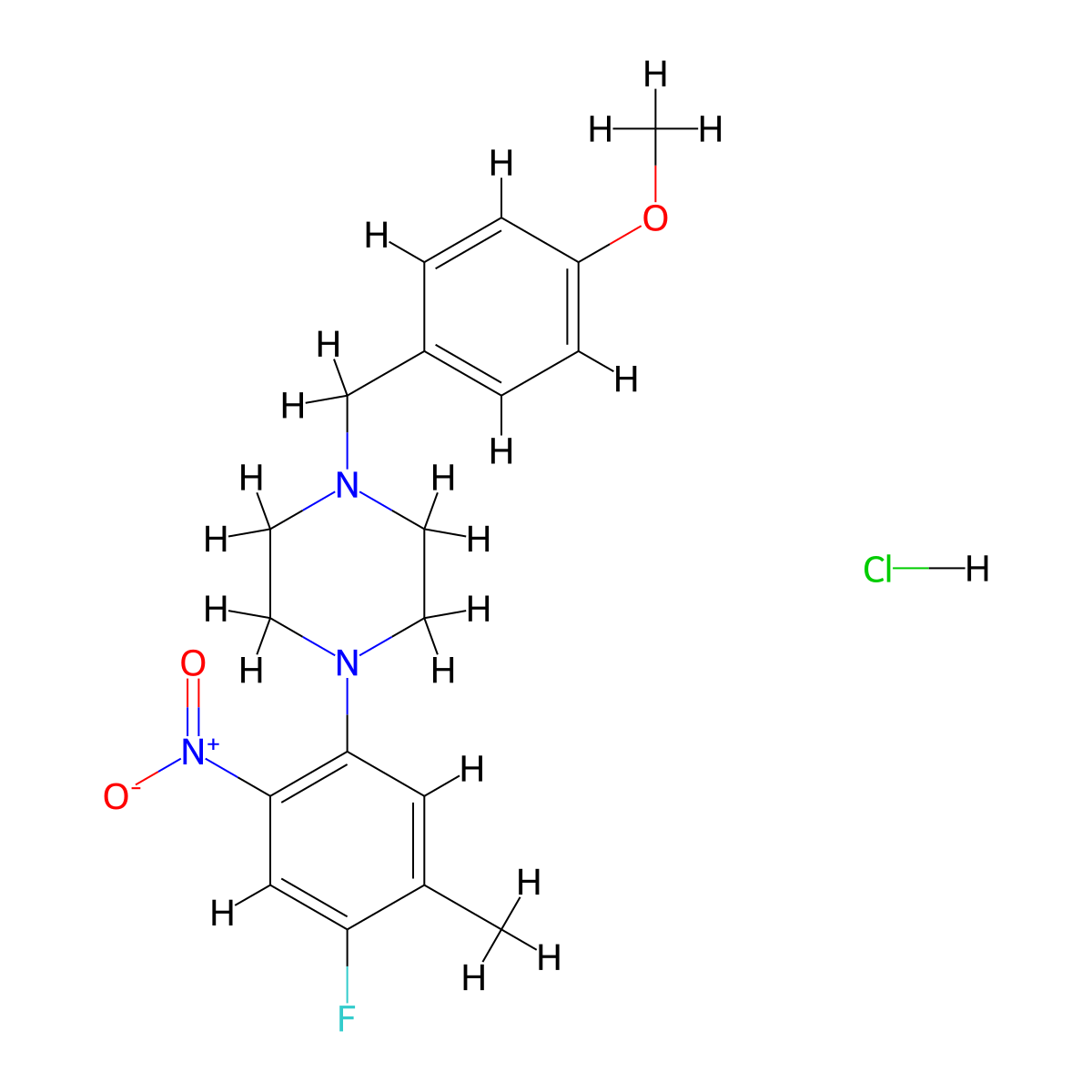 1-(4-Fluoro-5-methyl-2-nitrophenyl)-4-[(4-methoxyphenyl)methyl]piperazine hydrochloride molecular structure, CAS 1262222-62-7
