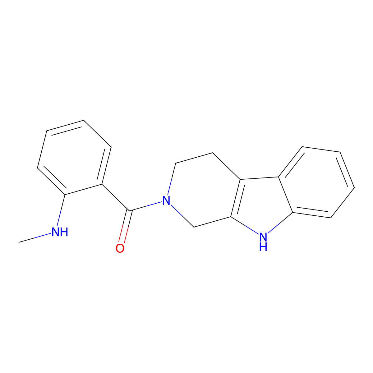 (2-(Methylamino)phenyl)-(1,3,4,9-tetrahydropyrido(3,4-b)indol-2-yl)methanone molecular structure, CAS 126223-62-9