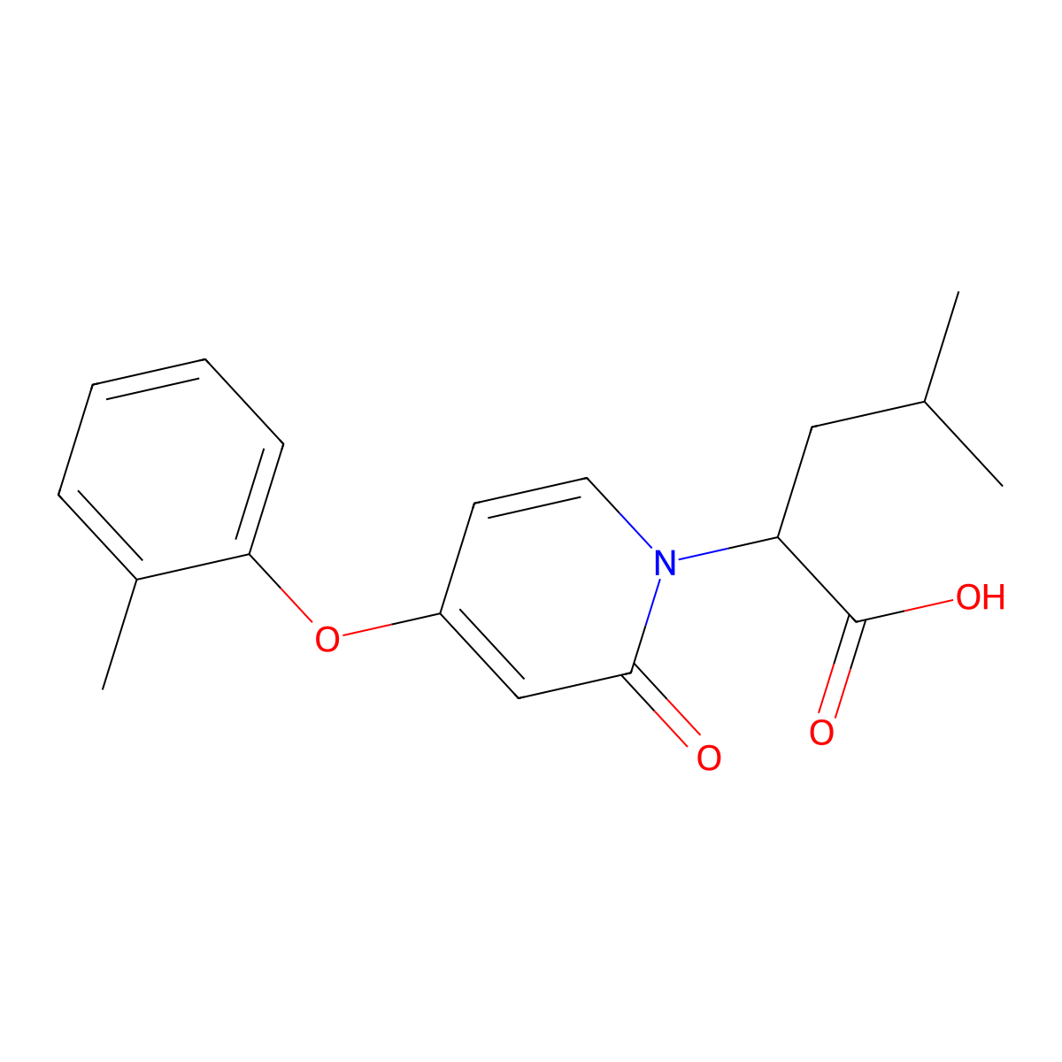 4-Methyl-2-(2-oxo-4-(o-tolyloxy)pyridin-1(2H)-yl)pentanoic acid molecular structure, CAS 1262239-16-6