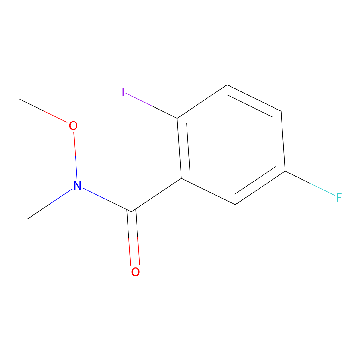5-fluoro-2-iodo-N-methoxy-N-methylbenzamide molecular structure, CAS 1262282-28-9
