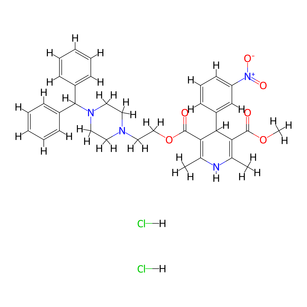 Manidipine dihydrochloride molecular structure, CAS 126229-12-7