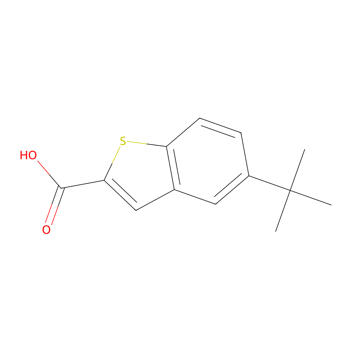 5-Tert-butyl-1-benzothiophene-2-carboxylic acid molecular structure, CAS 126231-21-8