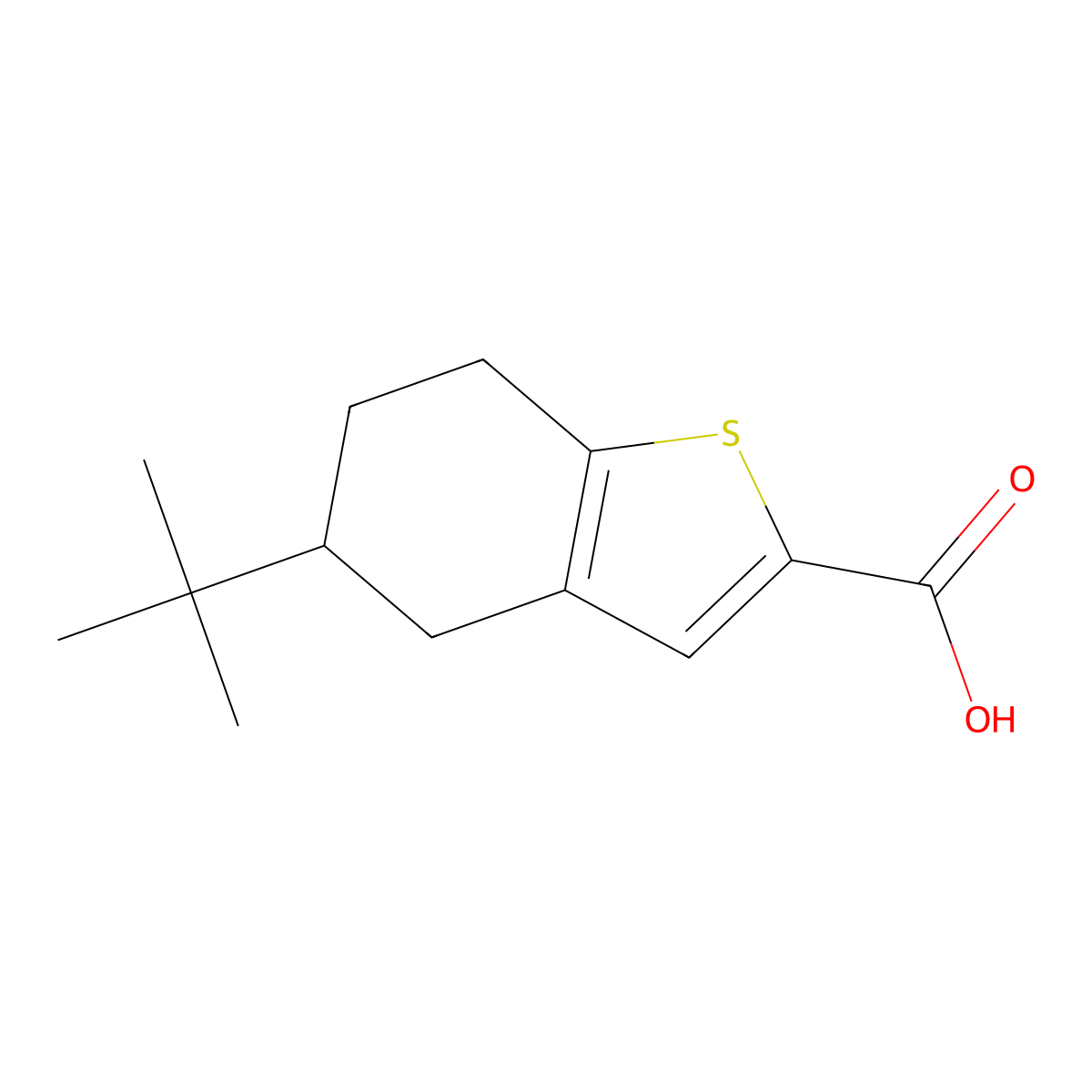 5-Tert-butyl-4,5,6,7-tetrahydro-1-benzothiophene-2-carboxylic acid molecular structure, CAS 126231-22-9