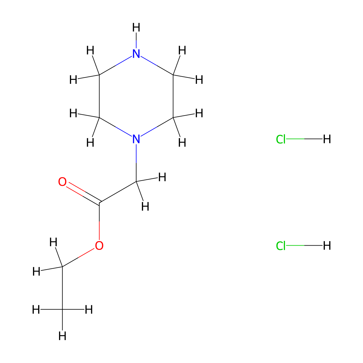 Ethyl 1-piperazinylacetate dihydrochloride molecular structure, CAS 126231-77-4