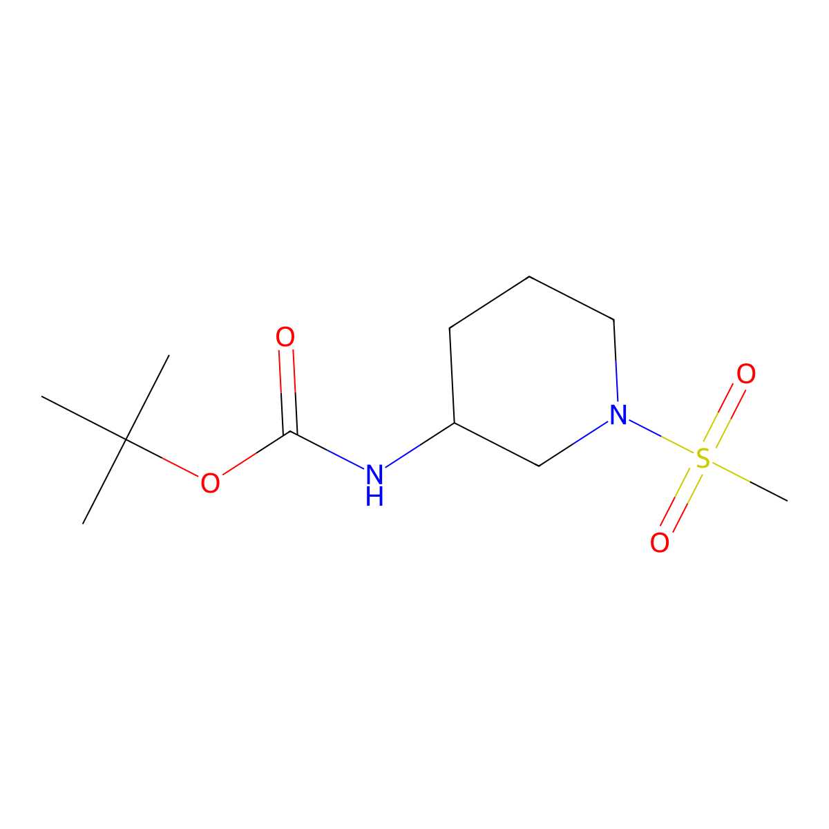 Tert-butyl 1-(methylsulfonyl)piperidin-3-ylcarbamate molecular structure, CAS 1262310-00-8