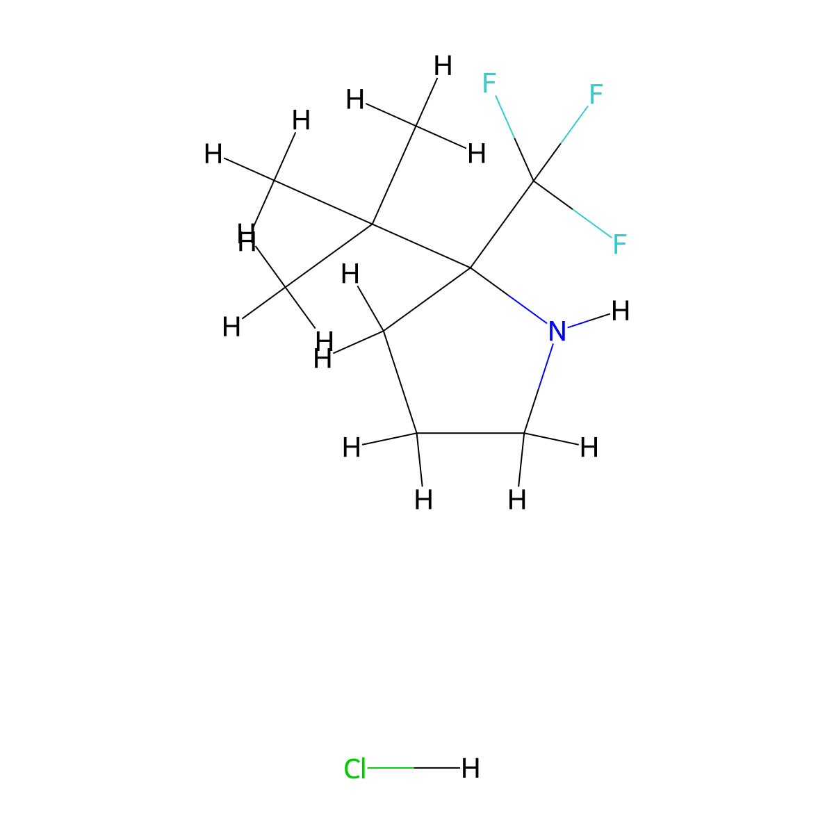 2-Tert-butyl-2-(trifluoromethyl)pyrrolidine hydrochloride molecular structure, CAS 1262380-83-5