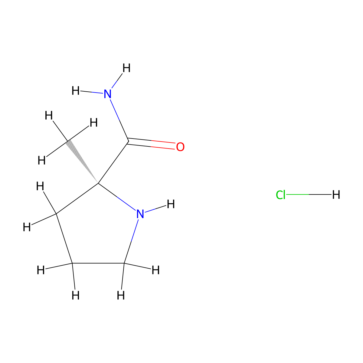 (2S)-2-methylpyrrolidine-2-carboxamide hydrochloride molecular structure, CAS 1262381-66-7