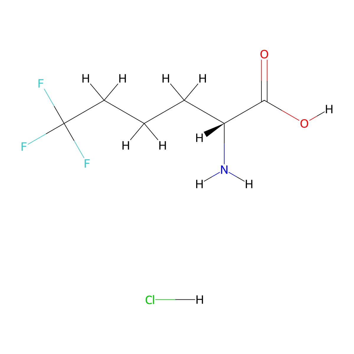 (2R)-2-amino-6,6,6-trifluorohexanoic acid hydrochloride molecular structure, CAS 1262390-41-9