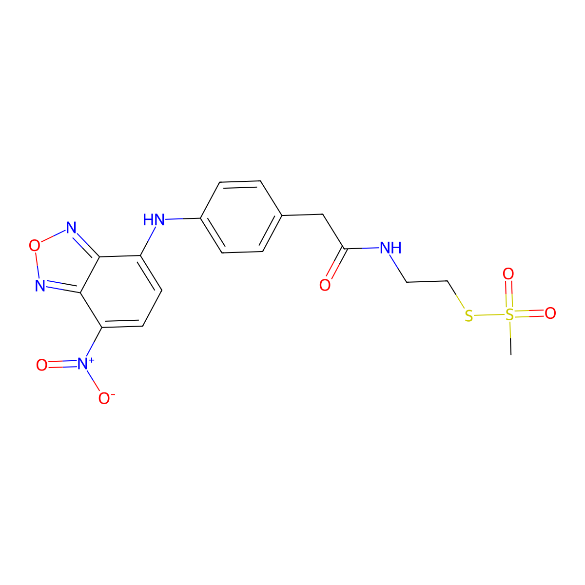 N-(2-methylsulfonylsulfanylethyl)-2-[4-[(4-nitro-2,1,3-benzoxadiazol-7-yl)amino]phenyl]acetamide molecular structure, CAS 1262391-07-0