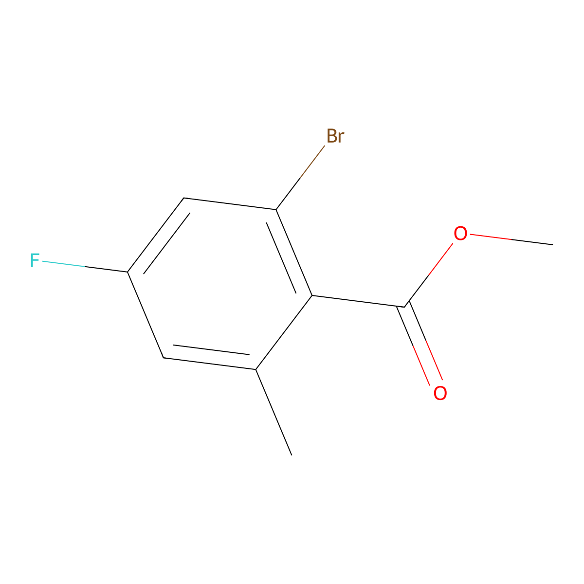 Methyl 2-bromo-4-fluoro-6-methylbenzoate molecular structure, CAS 1262396-04-2
