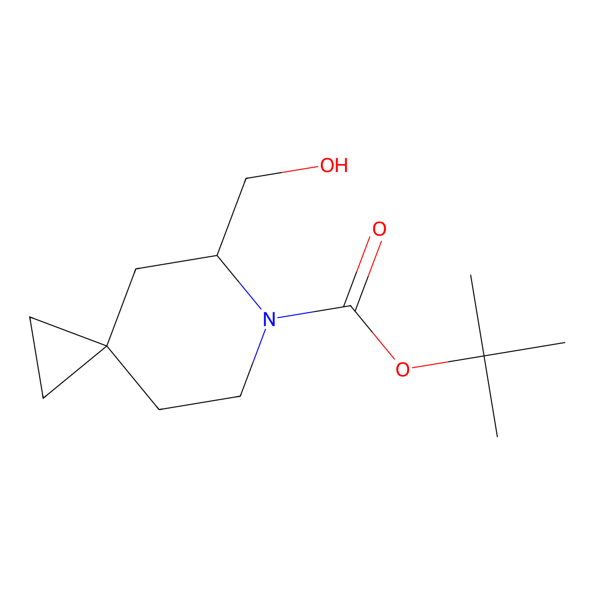 (S)-tert-butyl 5-(hydroxymethyl)-6-azaspiro[2.5]octane-6-carboxylate molecular structure, CAS 1262396-34-8