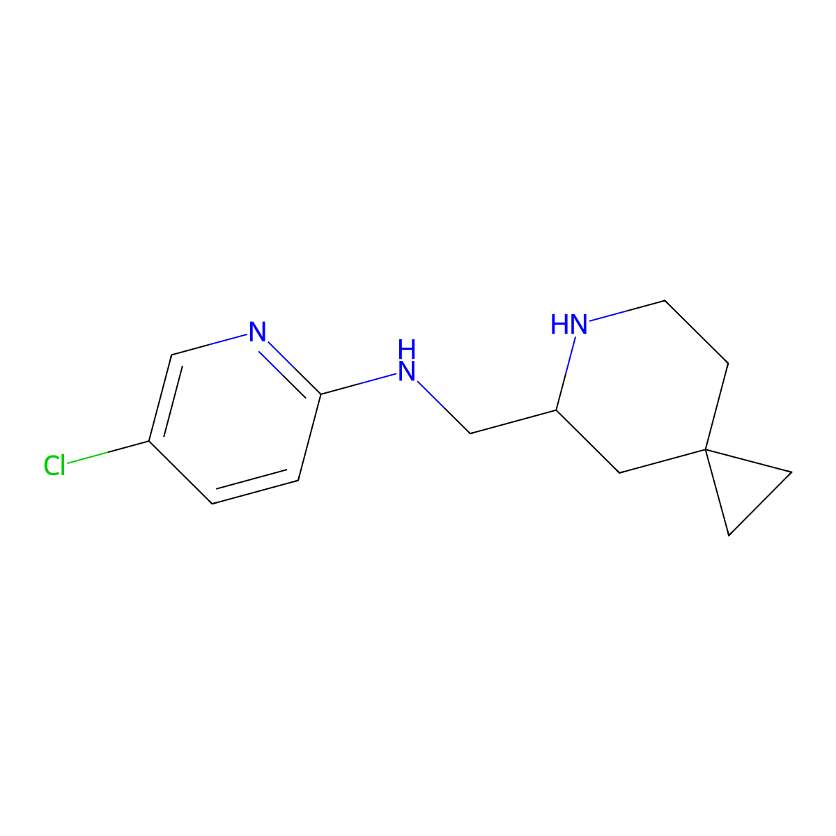 (S)-N-(6-azaspiro[2.5]octan-5-ylmethyl)-5-chloropyridin-2-amine molecular structure, CAS 1262396-67-7