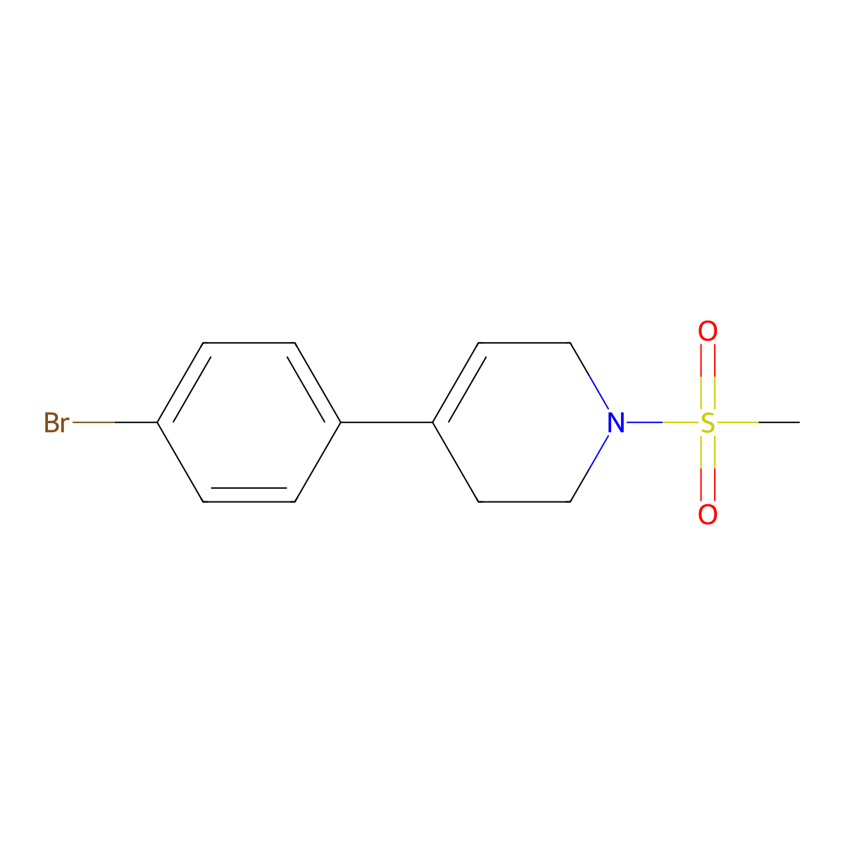 4-(4-Bromophenyl)-1-methanesulfonyl-3,6-dihydro-2H-pyridine molecular structure, CAS 1262399-75-6