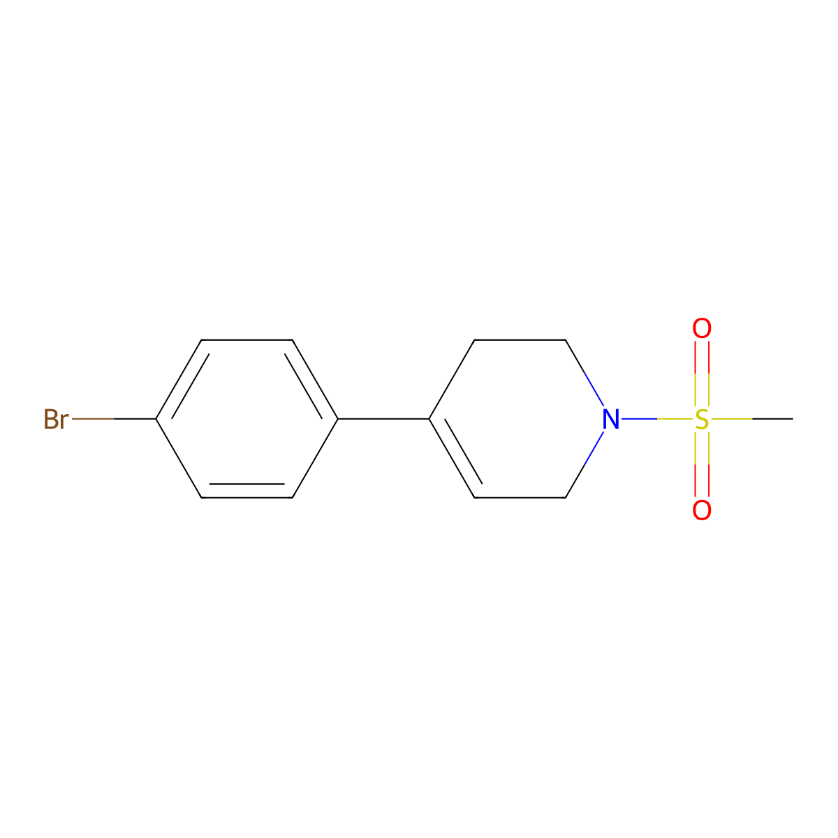 4-(4-Bromophenyl)-1-methanesulfonyl-3,6-dihydro-2H-pyridine molecular structure, CAS 1262399-75-6