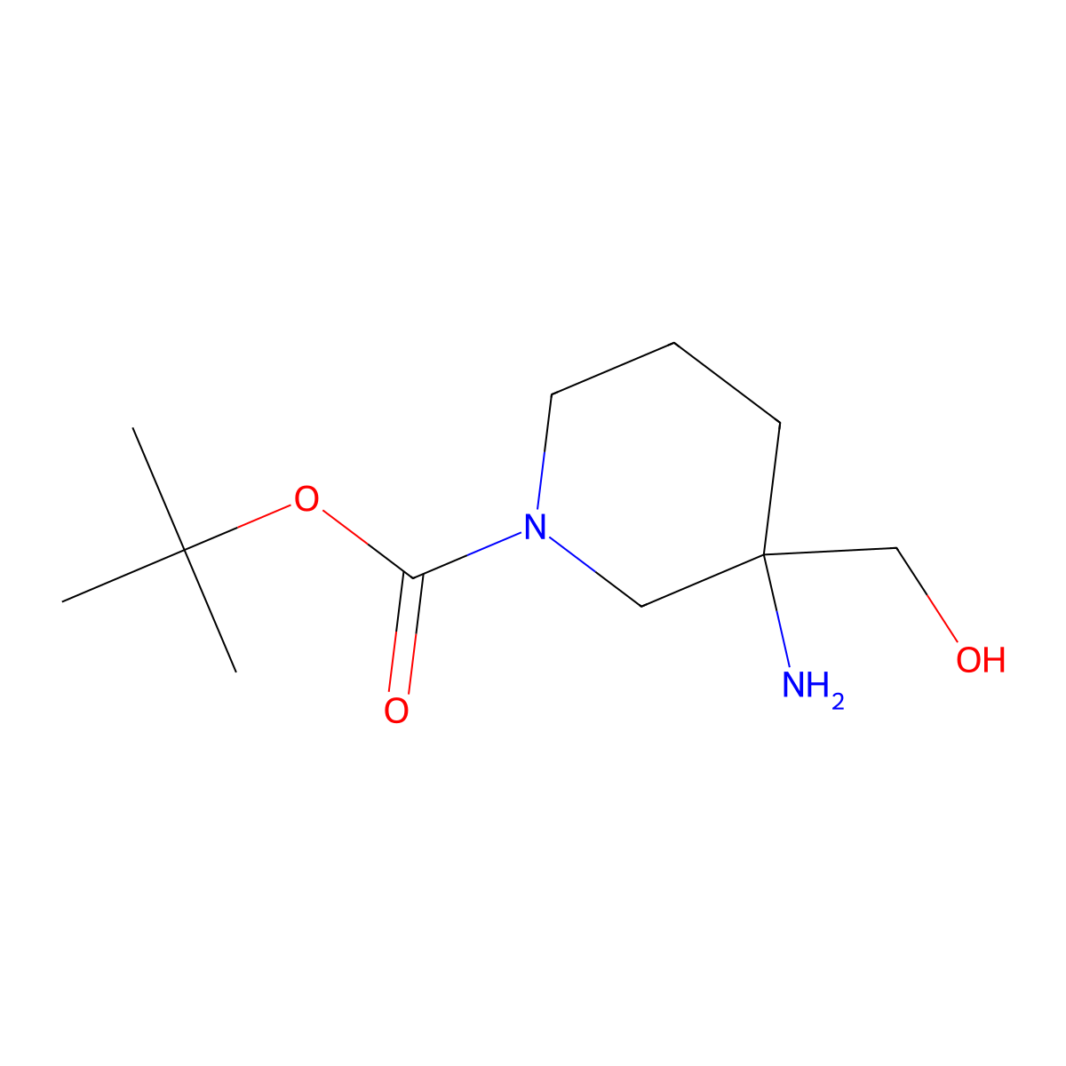 Tert-butyl 3-amino-3-(hydroxymethyl)piperidine-1-carboxylate molecular structure, CAS 1262406-69-8