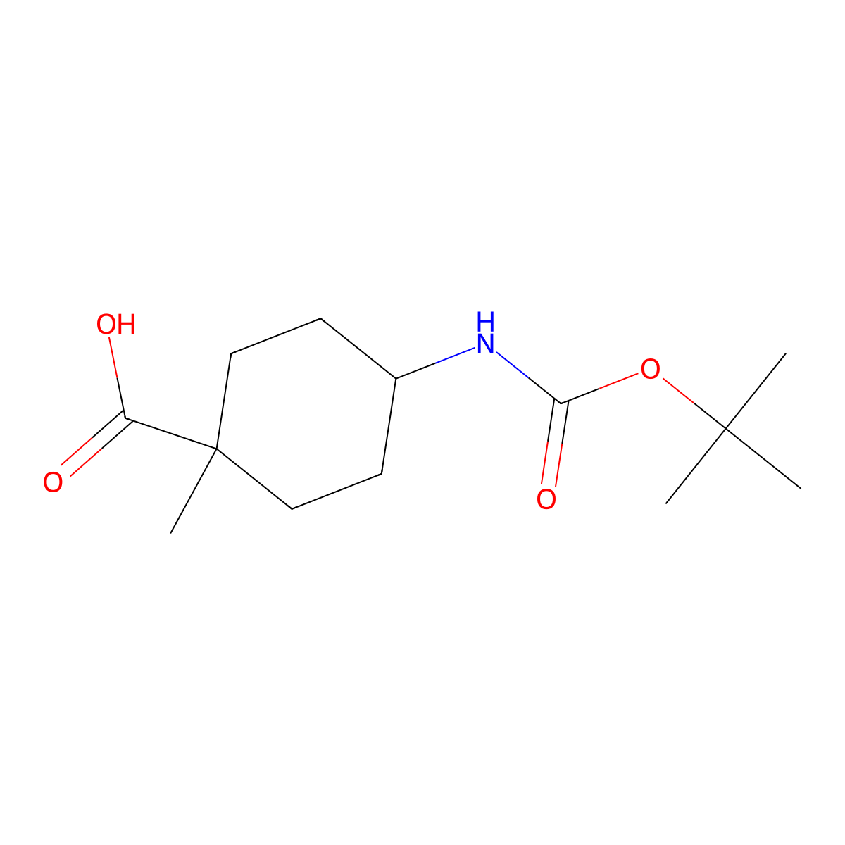 4-((tert-Butoxycarbonyl)amino)-1-methylcyclohexanecarboxylic acid molecular structure, CAS 1262406-79-0