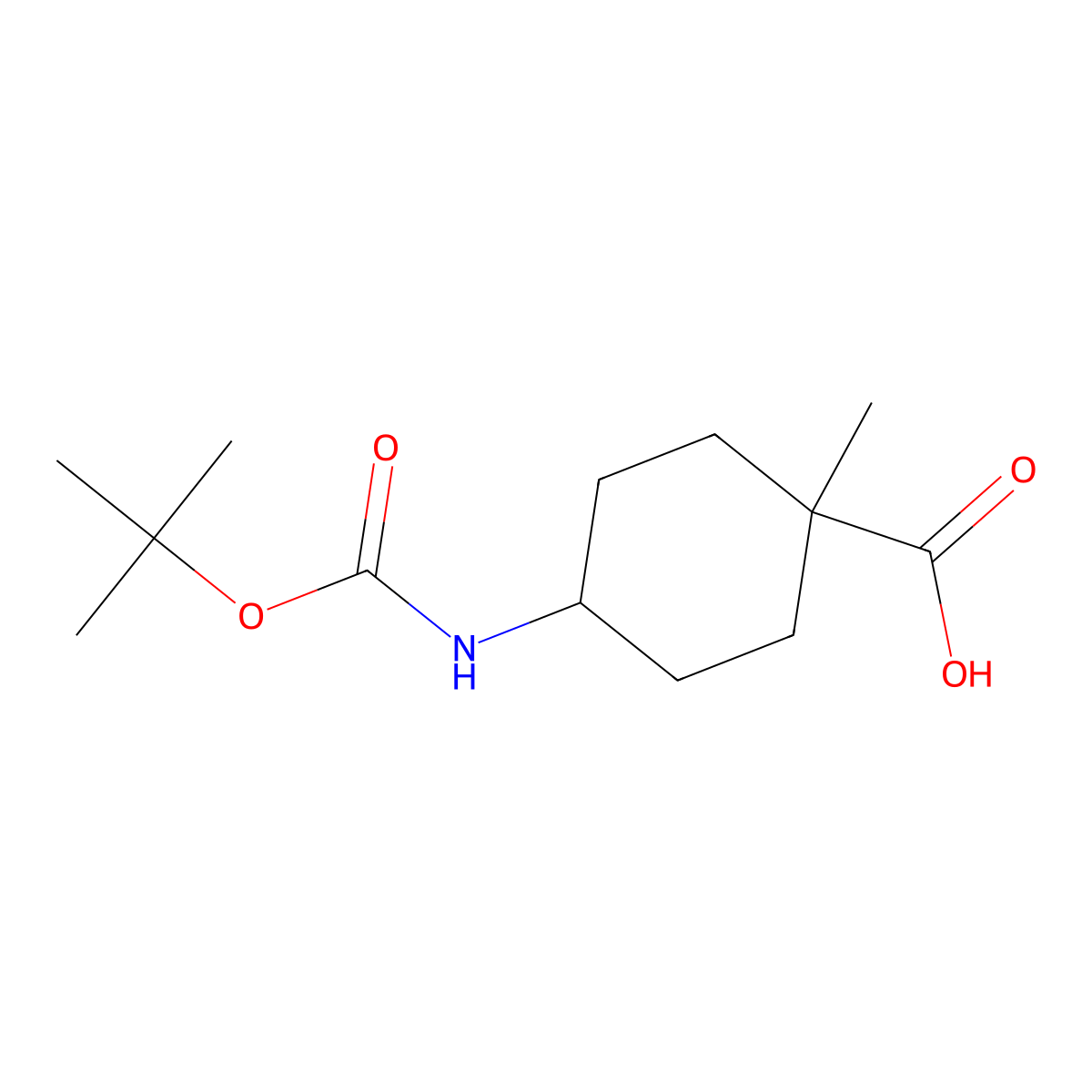 4-((tert-Butoxycarbonyl)amino)-1-methylcyclohexanecarboxylic acid molecular structure, CAS 1262406-79-0