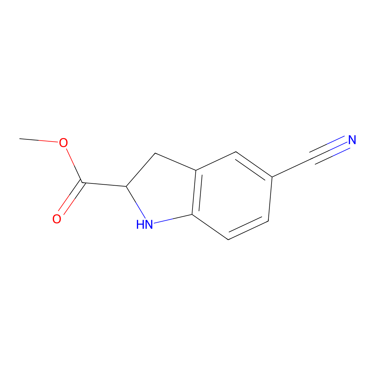 Methyl 5-cyanoindoline-2-carboxylate molecular structure, CAS 1262406-83-6