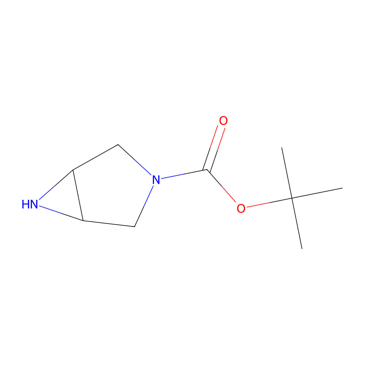 tert-Butyl 3,6-diazabicyclo(3.1.0)hexane-3-carboxylate molecular structure, CAS 1262407-18-0