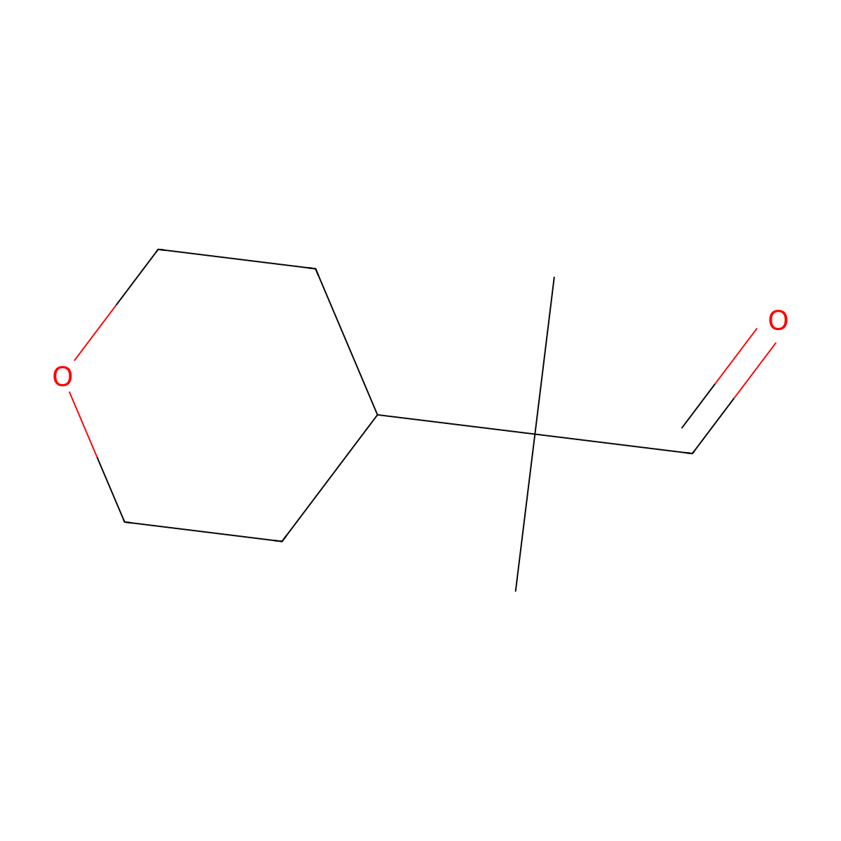 2-Methyl-2-(oxan-4-yl)propanal molecular structure, CAS 1262407-50-0