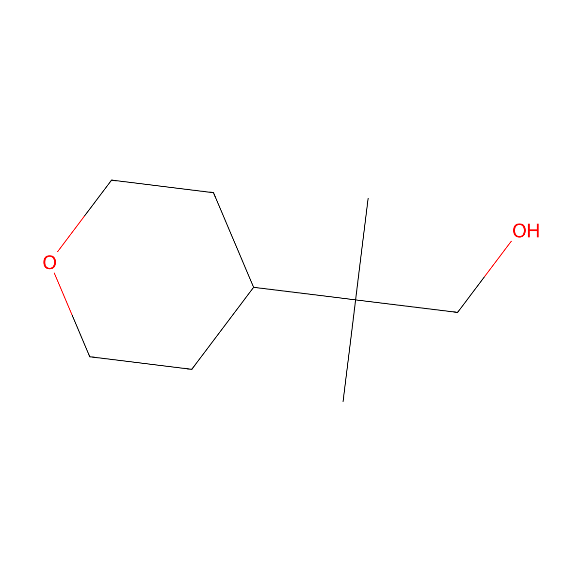2-Methyl-2-(oxan-4-yl)propan-1-ol molecular structure, CAS 1262408-65-0