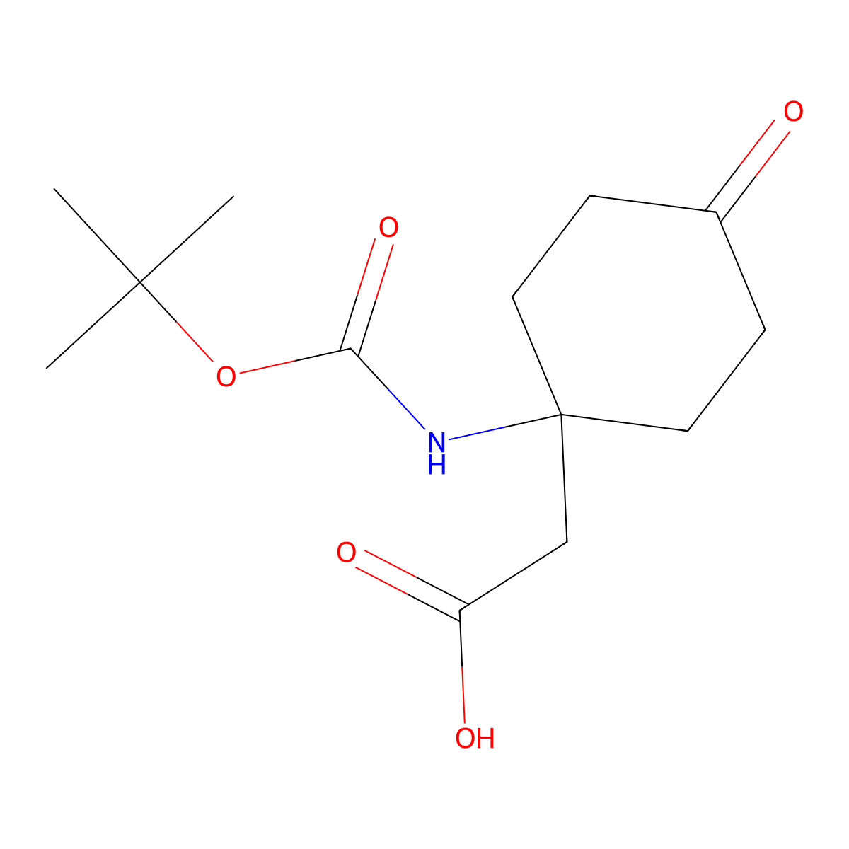 1-(Boc-amino)-4-oxo-cyclohexaneacetic acid molecular structure, CAS 1262408-70-7