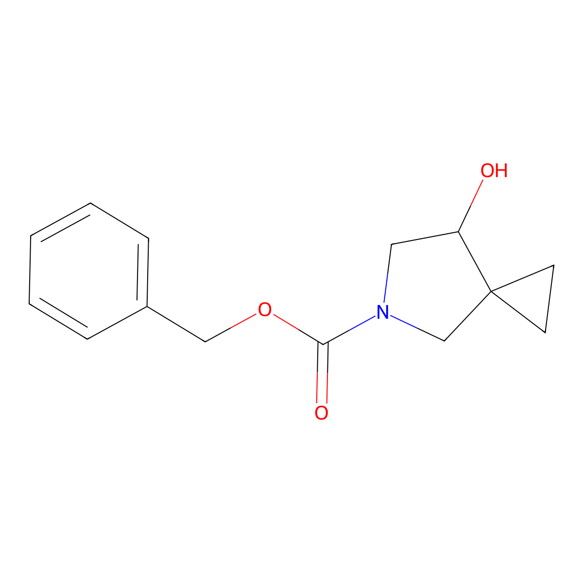 Benzyl 7-hydroxy-5-azaspiro[2.4]heptane-5-carboxylate molecular structure, CAS 1262409-29-9