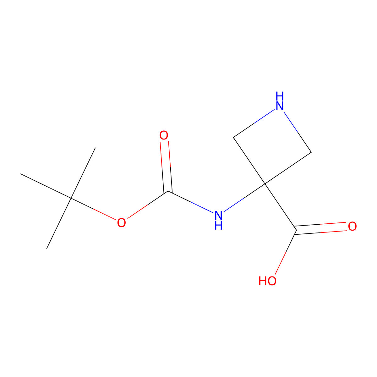 3-{[(Tert-butoxy)carbonyl]amino}azetidine-3-carboxylic acid molecular structure, CAS 1262409-31-3
