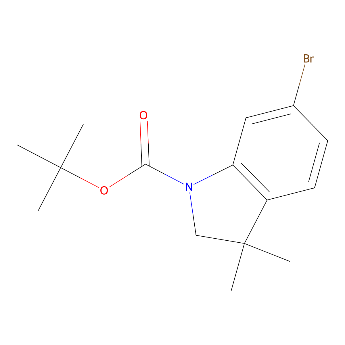 tert-butyl 6-bromo-3,3-dimethyl-2,3-dihydro-1H-indole-1-carboxylate molecular structure, CAS 1262410-58-1