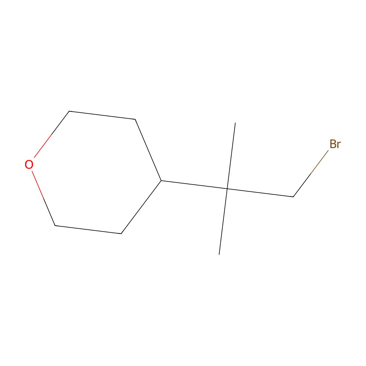 4-(1-Bromo-2-methylpropan-2-yl)oxane molecular structure, CAS 1262410-79-6