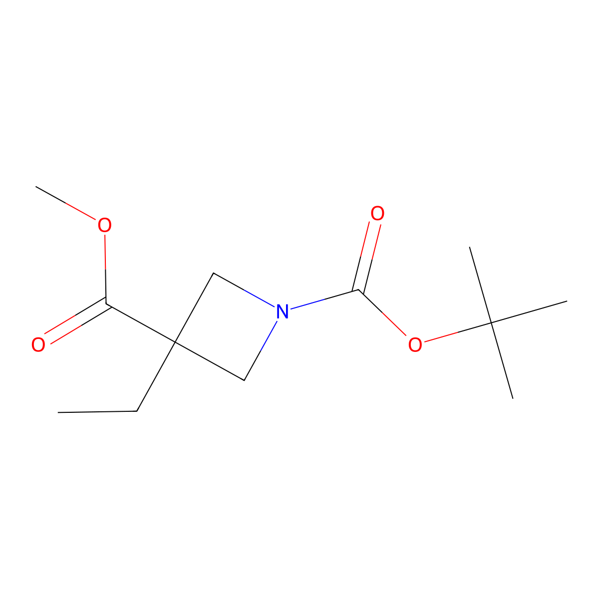 1-Tert-butyl 3-methyl 3-ethylazetidine-1,3-dicarboxylate molecular structure, CAS 1262410-80-9