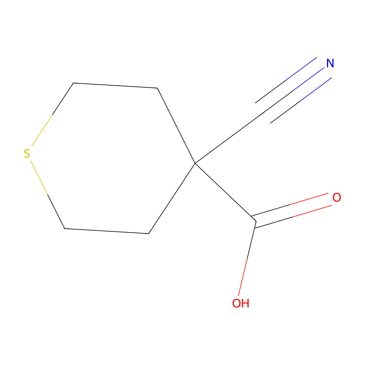 4-Cyanothiane-4-carboxylic acid molecular structure, CAS 1262410-89-8