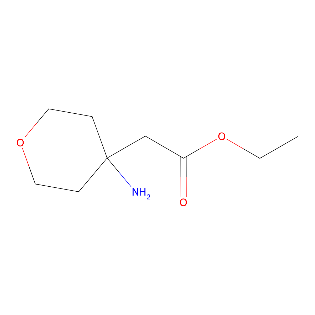Ethyl 2-(4-aminooxan-4-yl)acetate molecular structure, CAS 1262410-96-7