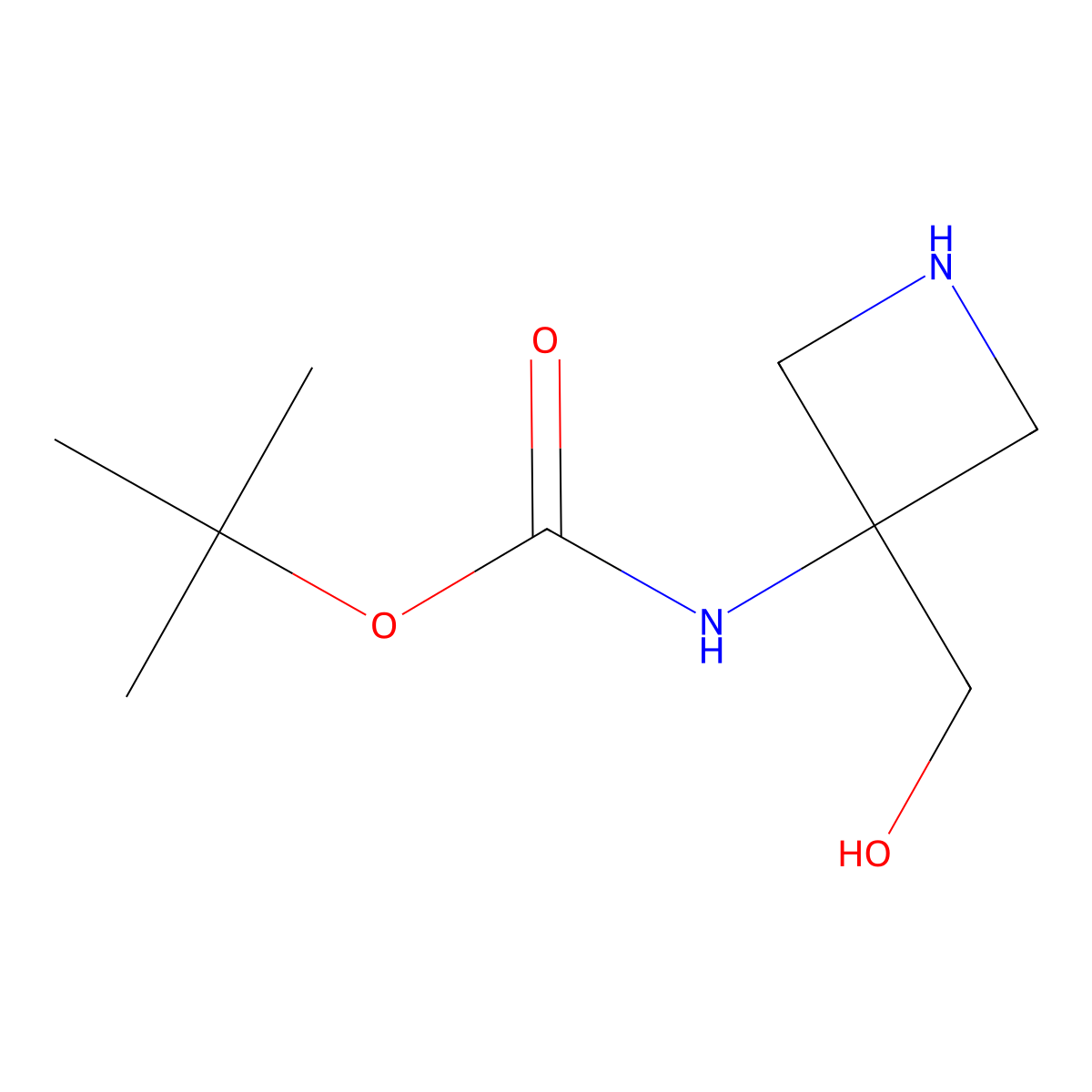 tert-Butyl 3-(hydroxymethyl)azetidin-3-ylcarbamate molecular structure, CAS 1262411-11-9