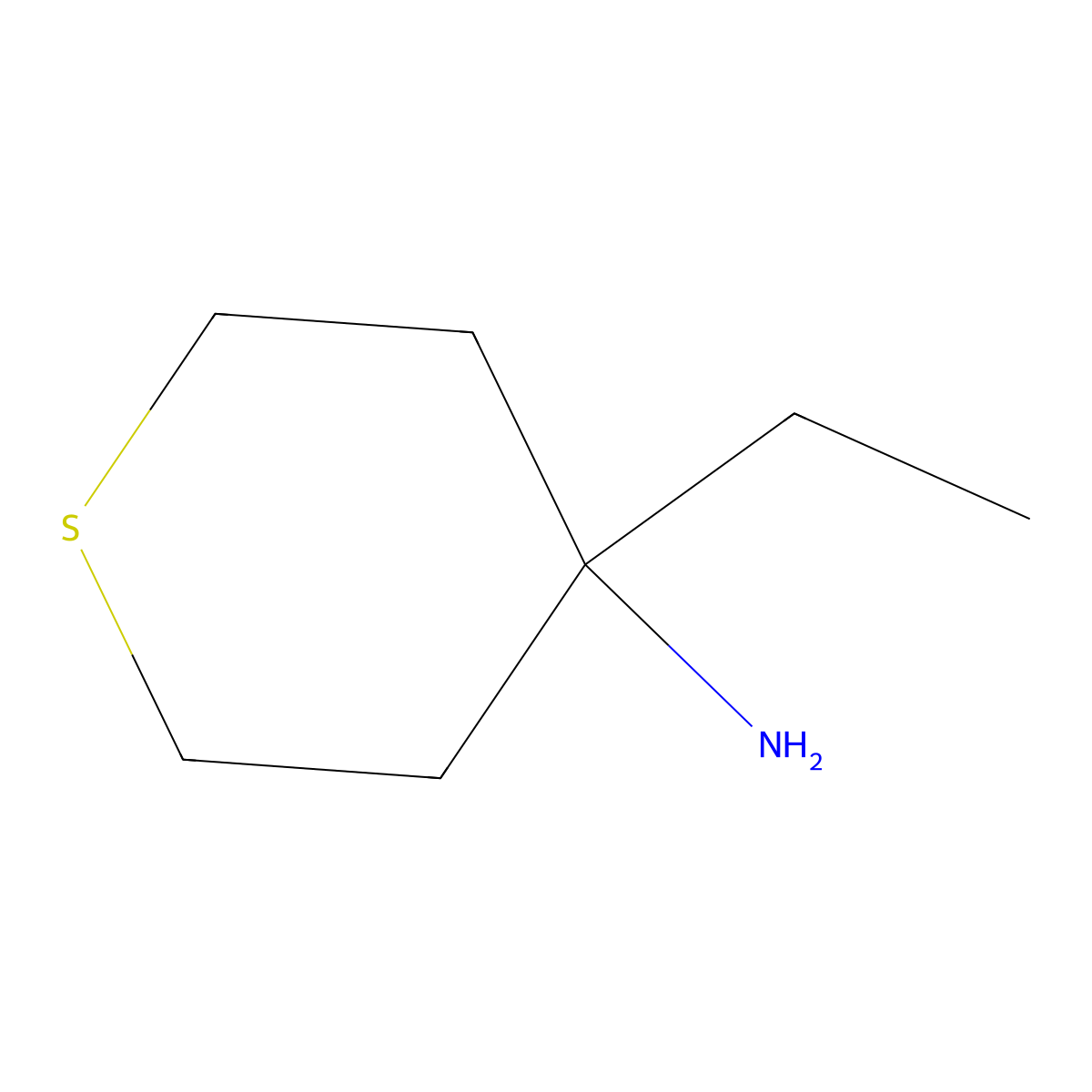 4-Ethyltetrahydro-2H-thiopyran-4-amine molecular structure, CAS 1262411-20-0