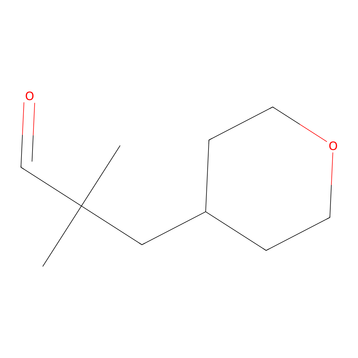 2,2-Dimethyl-3-(oxan-4-yl)propanal molecular structure, CAS 1262411-31-3