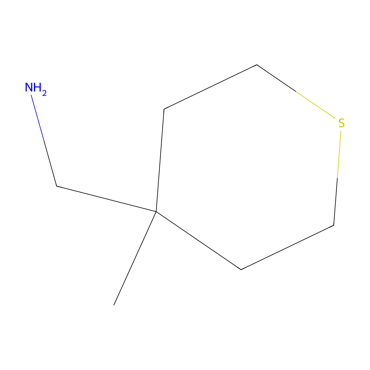 (4-Methyltetrahydro-2H-thiopyran-4-yl)methanamine molecular structure, CAS 1262411-49-3