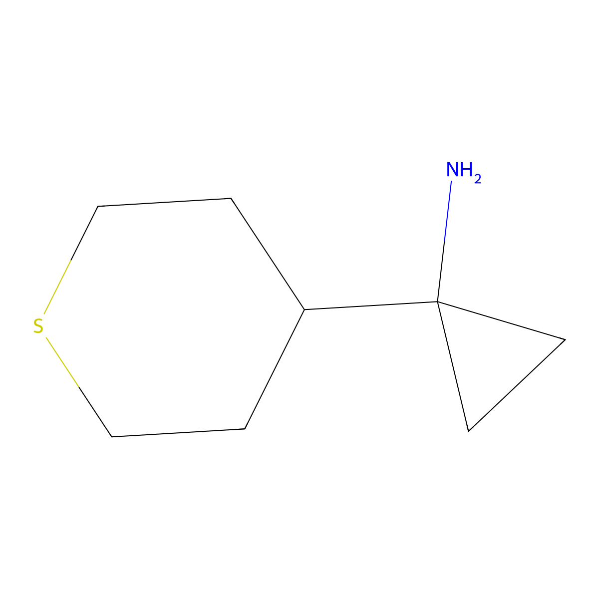 1-(Thian-4-yl)cyclopropan-1-amine molecular structure, CAS 1262411-65-3