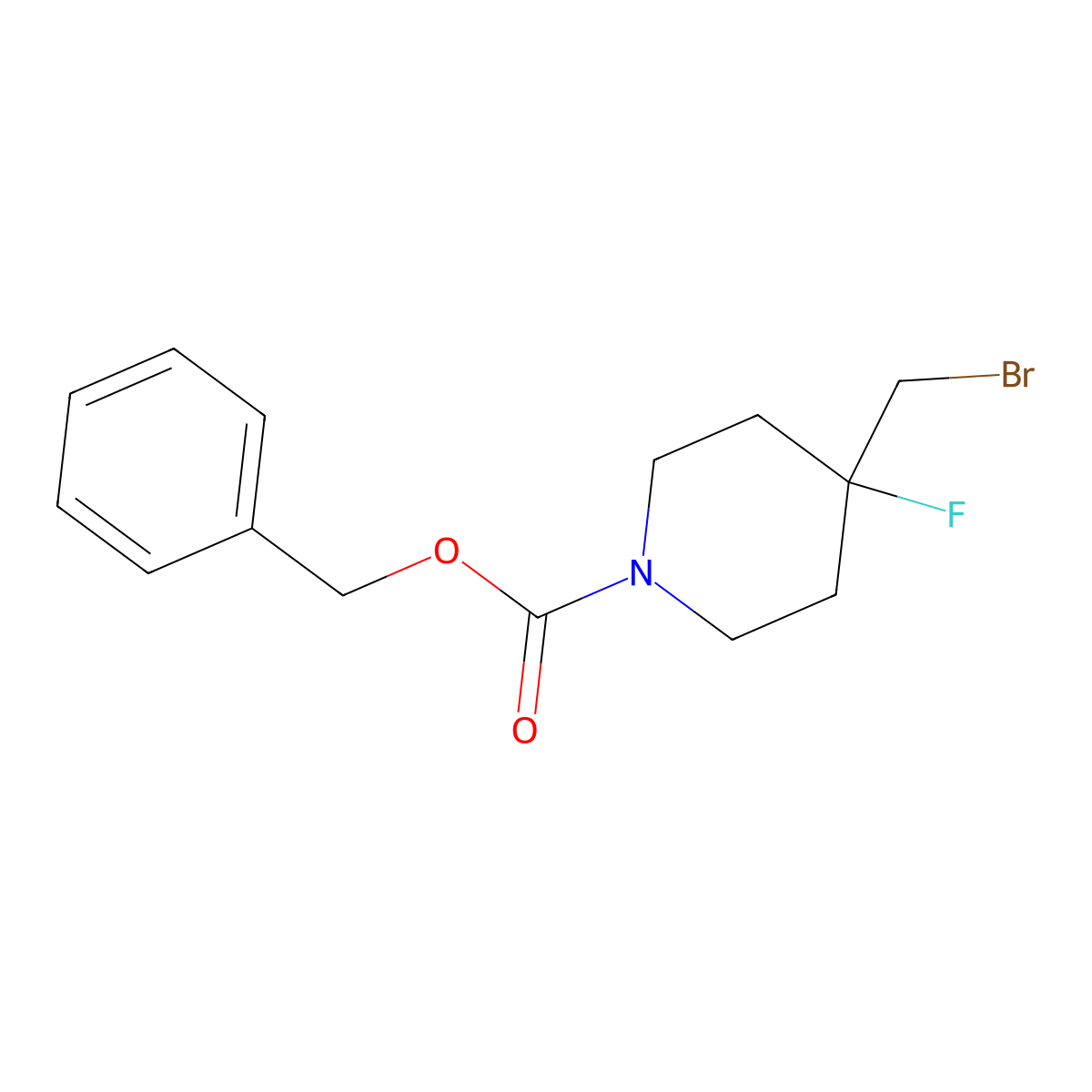 Benzyl 4-(bromomethyl)-4-fluoropiperidine-1-carboxylate molecular structure, CAS 1262412-09-8