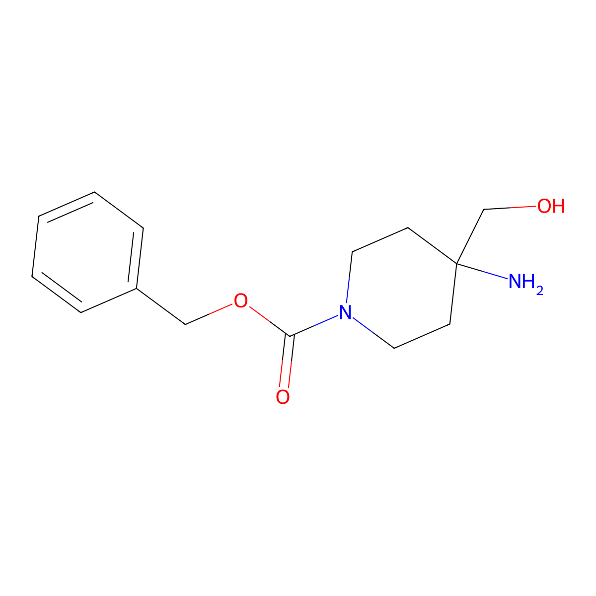 Benzyl 4-amino-4-(hydroxymethyl)piperidine-1-carboxylate molecular structure, CAS 1262412-22-5