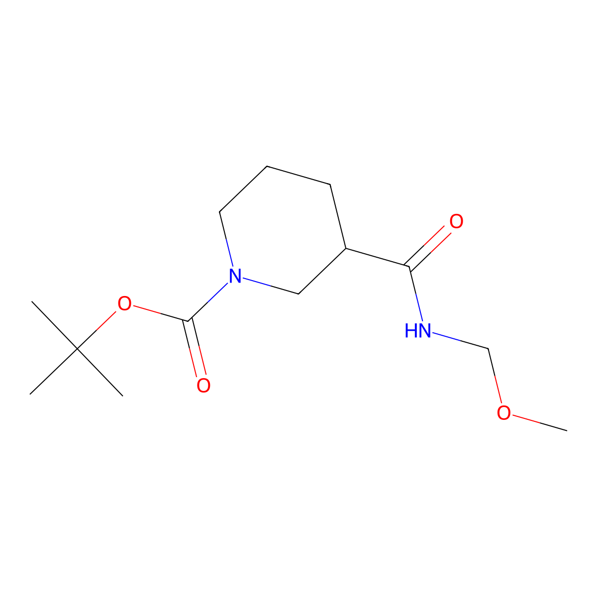 1-Piperidinecarboxylic acid, 3-[(methoxymethylamino)carbonyl]-, 1,1-dimethylethyl ester molecular structure, CAS 1262413-21-7