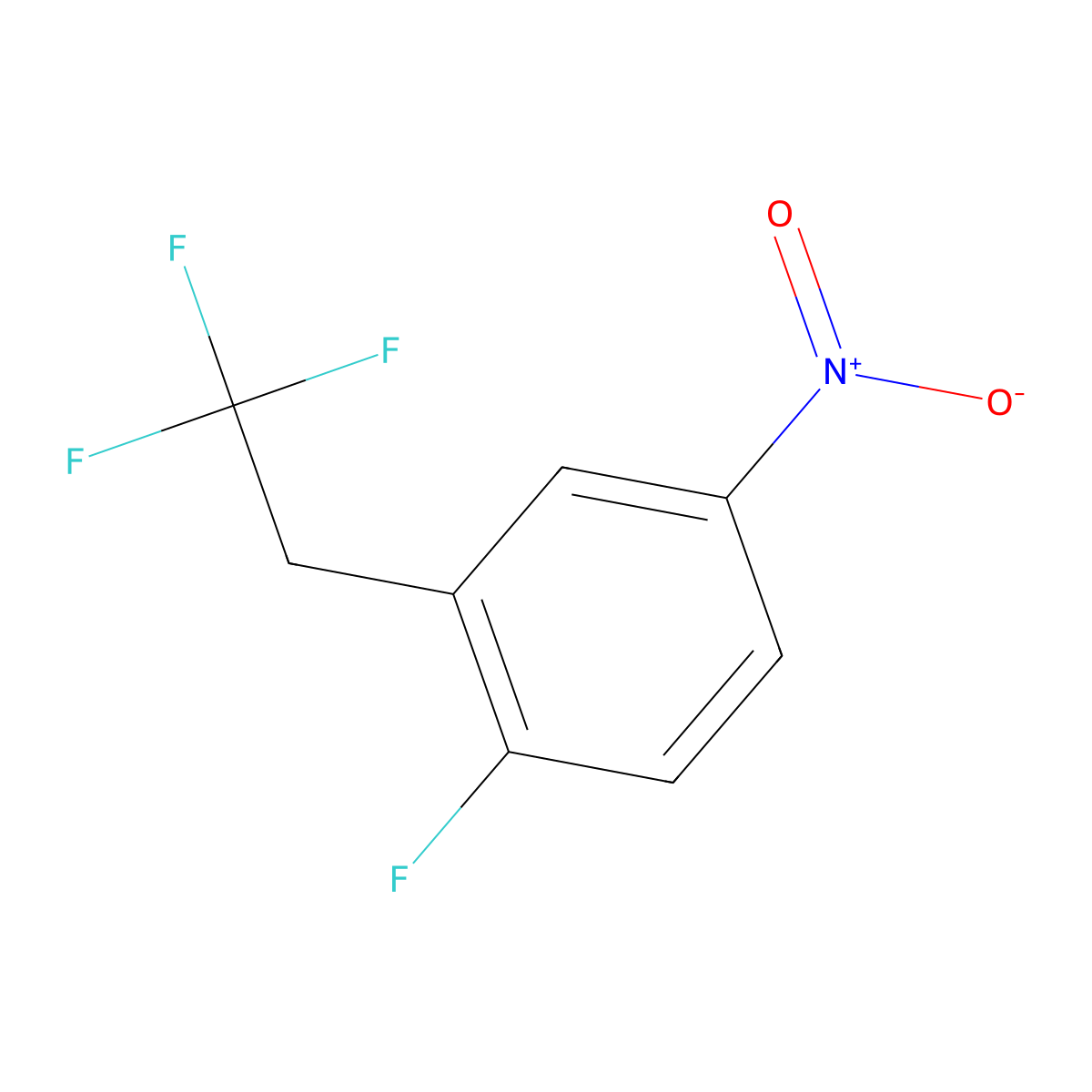 1-Fluoro-4-nitro-2-(2,2,2-trifluoroethyl)-benzene molecular structure, CAS 1262413-56-8