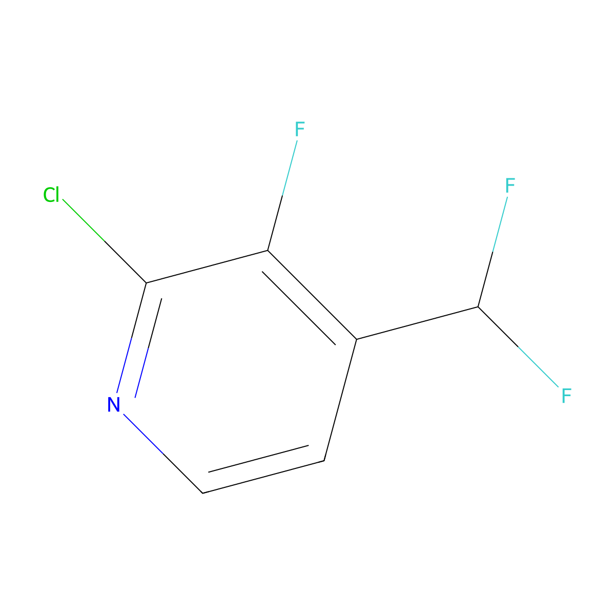 2-Chloro-4-(difluoromethyl)-3-fluoropyridine molecular structure, CAS 1262413-59-1