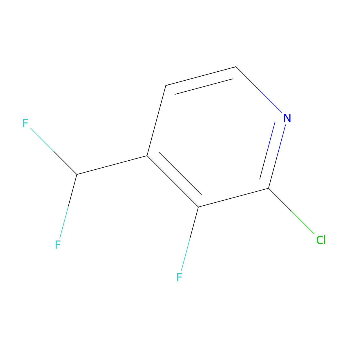 2-Chloro-4-(difluoromethyl)-3-fluoropyridine molecular structure, CAS 1262413-59-1