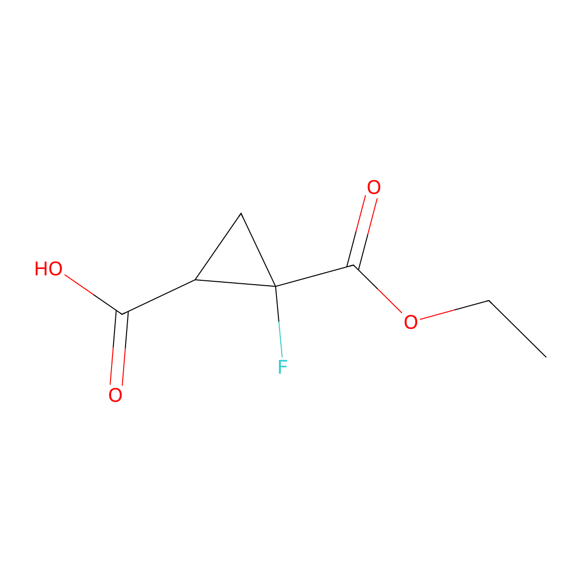 2-(Ethoxycarbonyl)-2-fluorocyclopropane-1-carboxylic acid molecular structure, CAS 1262415-48-4