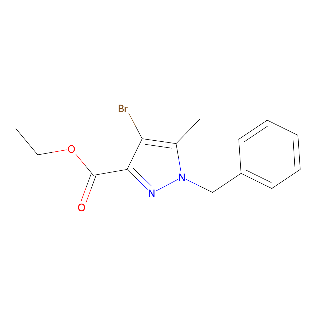 Ethyl 1-benzyl-4-bromo-5-methyl-1H-pyrazole-3-carboxylate molecular structure, CAS 1262415-66-6