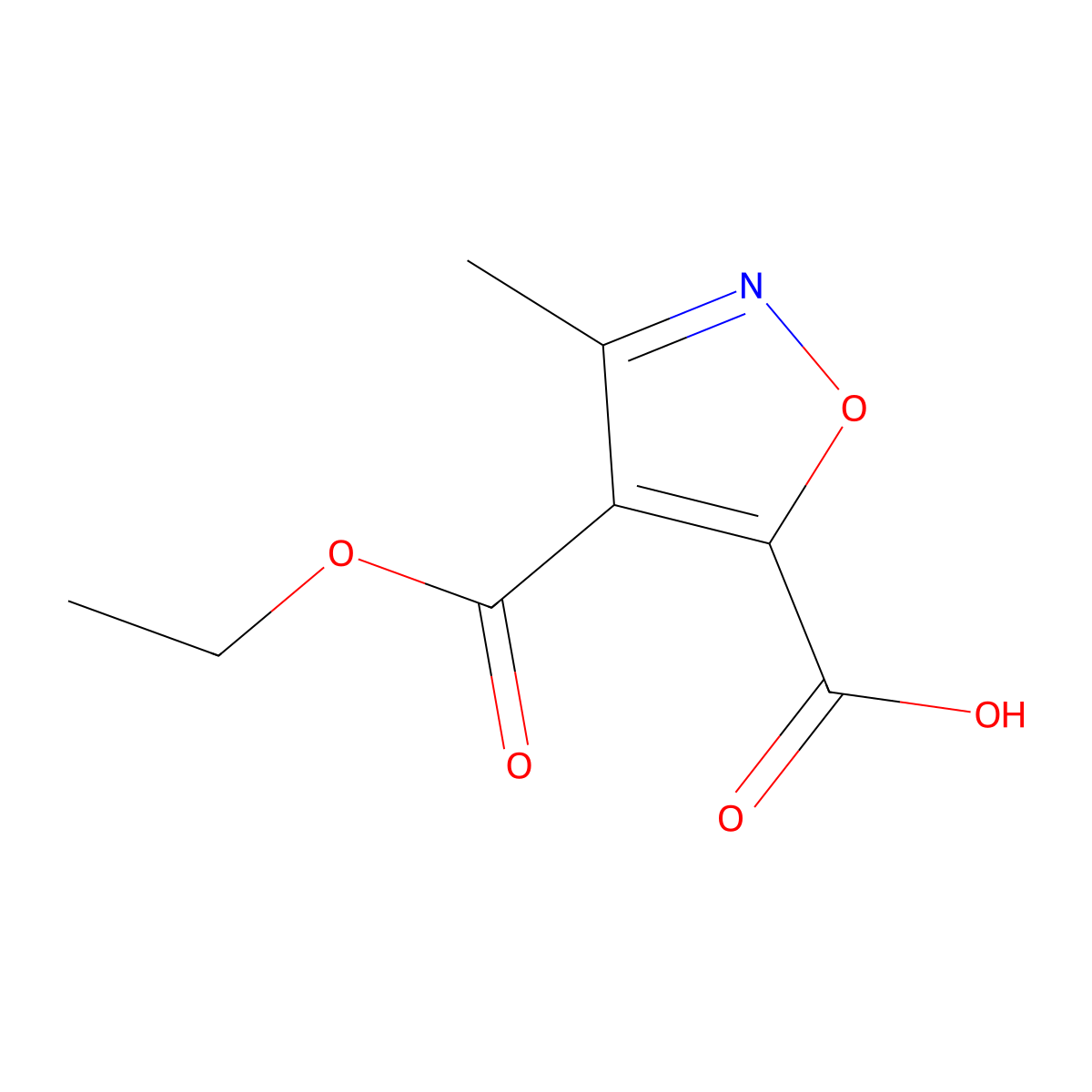 3-Methyl-4-ethoxycarbonylisoxazole-5-carboxylic acid molecular structure, CAS 126244-29-9
